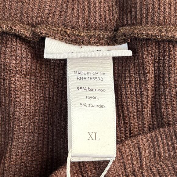 NWT ANDIE Resort Wear Bamboo blend waffle knit PANT wide leg Chocolate XL $98 - Picture 6 of 7